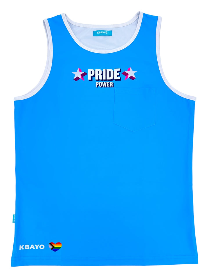 PRIDE POWER Light Blue Tank Top – KBAYO Premium Men's Swimwear, photo 9