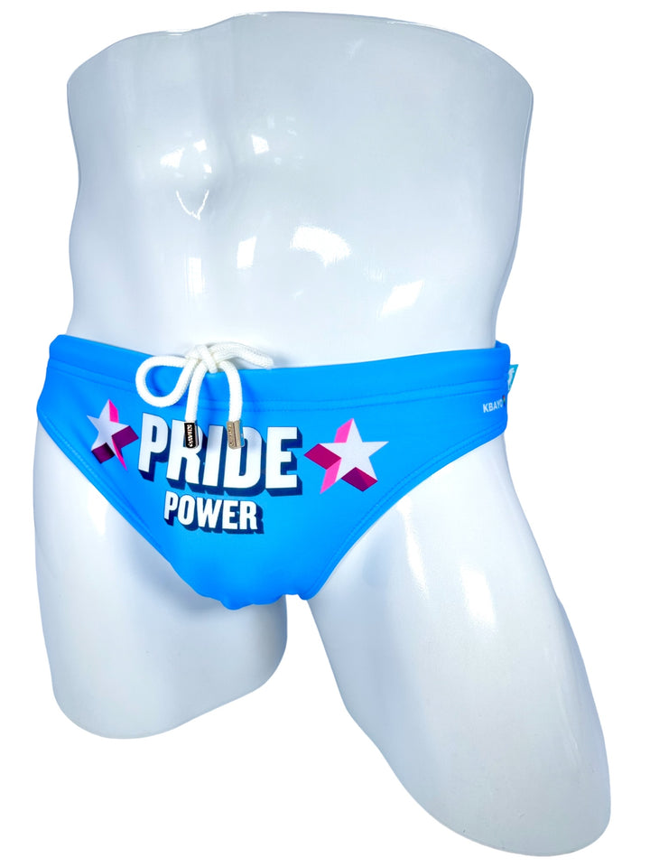 PRIDE POWER Light Blue Swim Brief – KBAYO Premium Men's Swimwear, photo 2