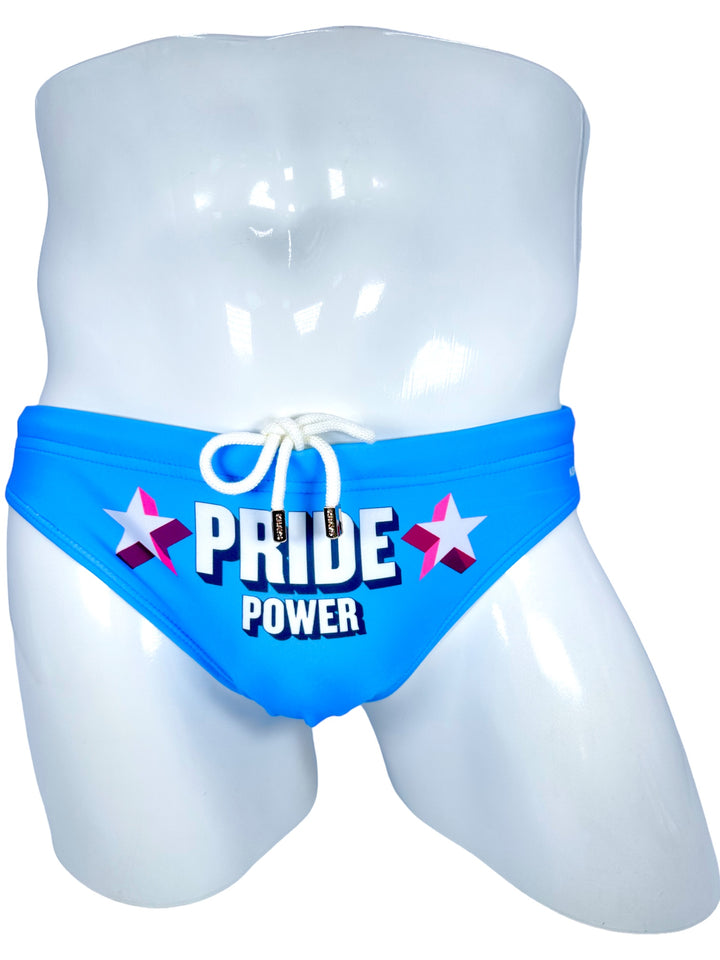 PRIDE POWER Light Blue Swim Brief – KBAYO Premium Men's Swimwear, photo 3