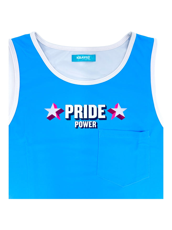 PRIDE POWER Light Blue Tank Top – KBAYO Premium Men's Swimwear, photo 2