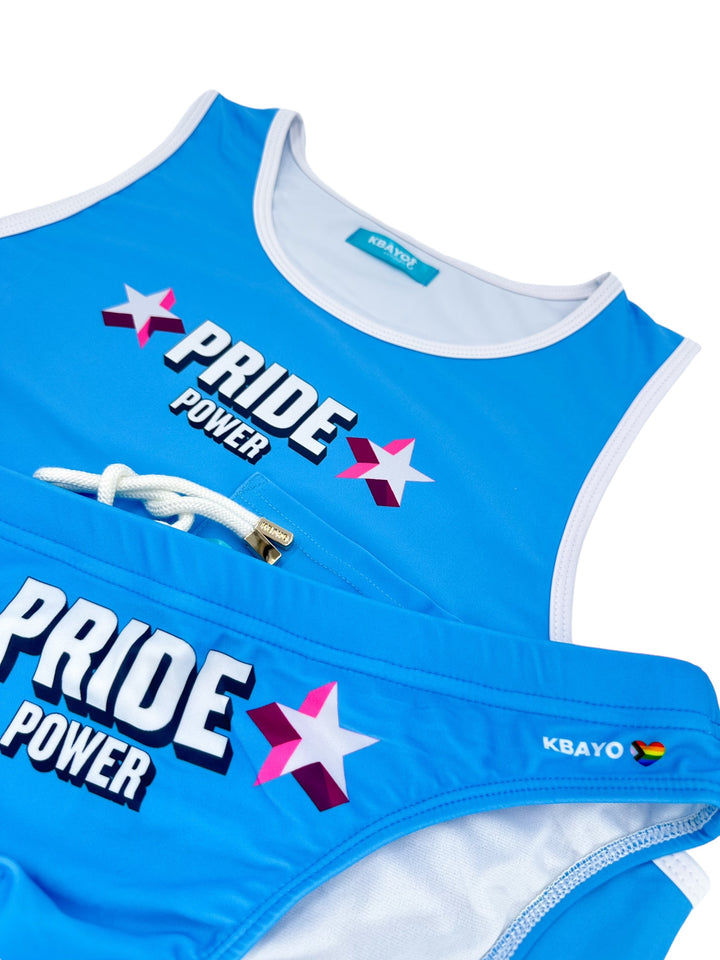 PRIDE POWER Light Blue Swimsuit - KBAYO High-end Men's Beachwear