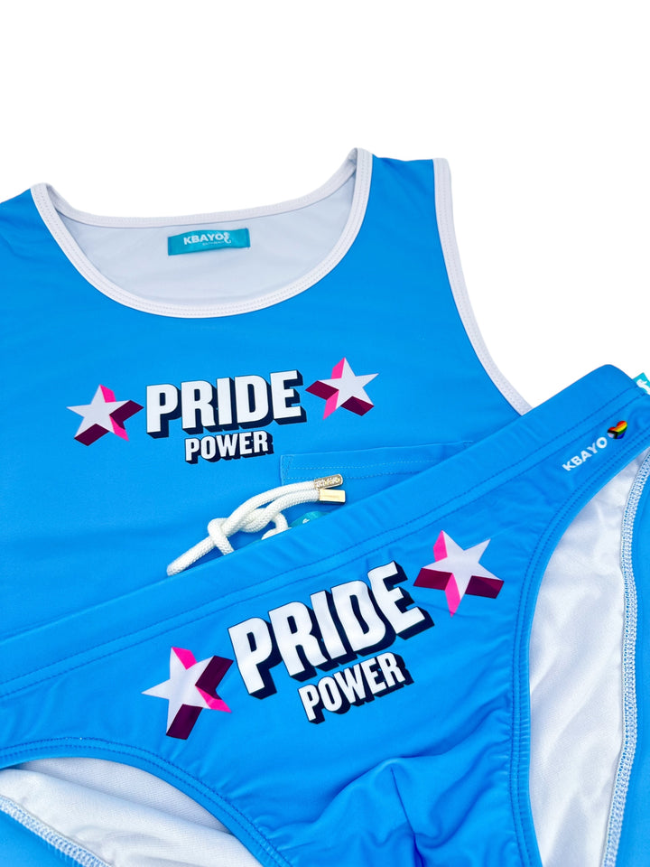 PRIDE POWER Light Blue Swimsuit - KBAYO High-end Men's Beachwear