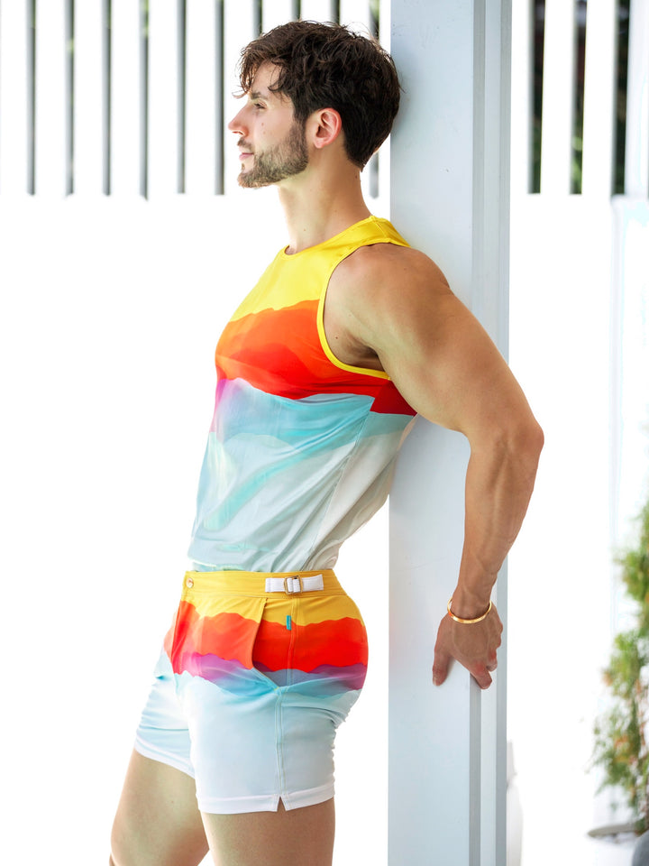 Sunset In Costa Brava Tailored Swim Shorts – KBAYO Premium Men's Swimwear, photo 4