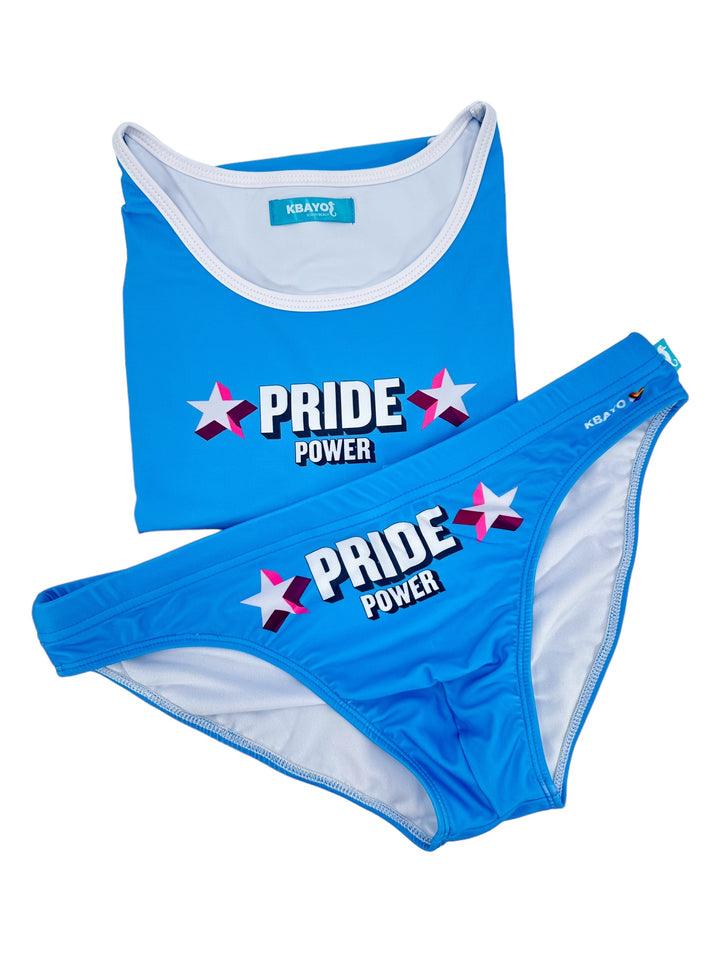 PRIDE POWER Light Blue Swimsuit - KBAYO High-end Men's Beachwear