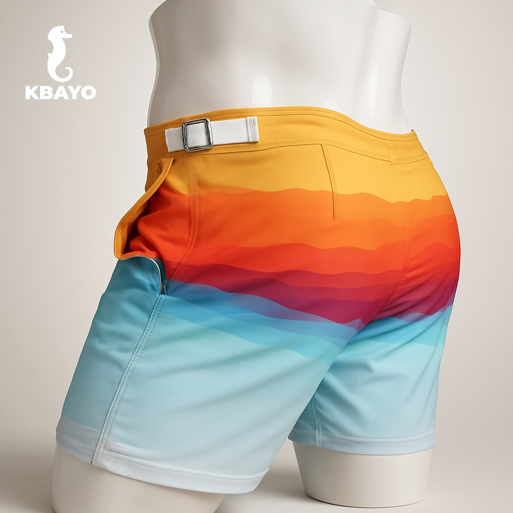Sunset In Costa Brava Tailored Swim Shorts – KBAYO Premium Men's Swimwear, photo 3