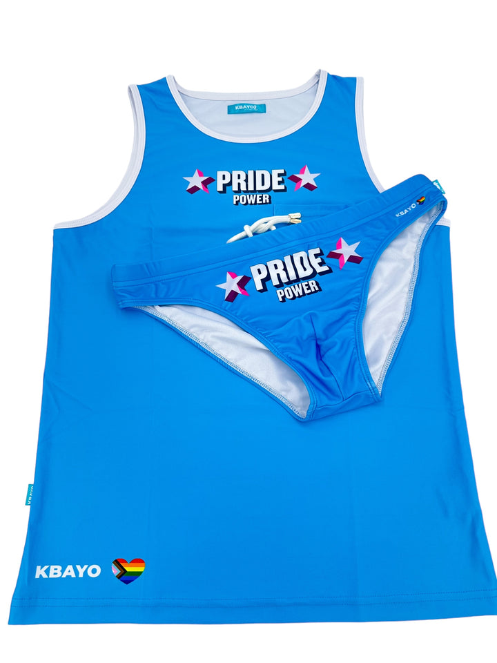PRIDE POWER Light Blue Swimsuit - KBAYO High-end Men's Beachwear