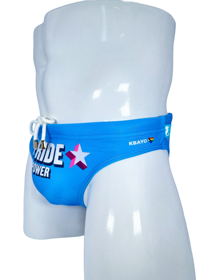 PRIDE POWER Light Blue Swim Brief – KBAYO Premium Men's Swimwear, photo 15