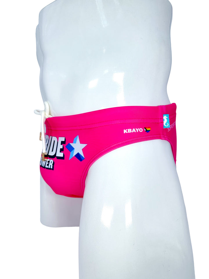 PRIDE POWER Pink Swim Brief – KBAYO Premium Men's Swimwear, photo 3