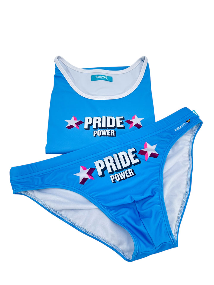 PRIDE POWER Light Blue Swimsuit - KBAYO High-end Men's Beachwear