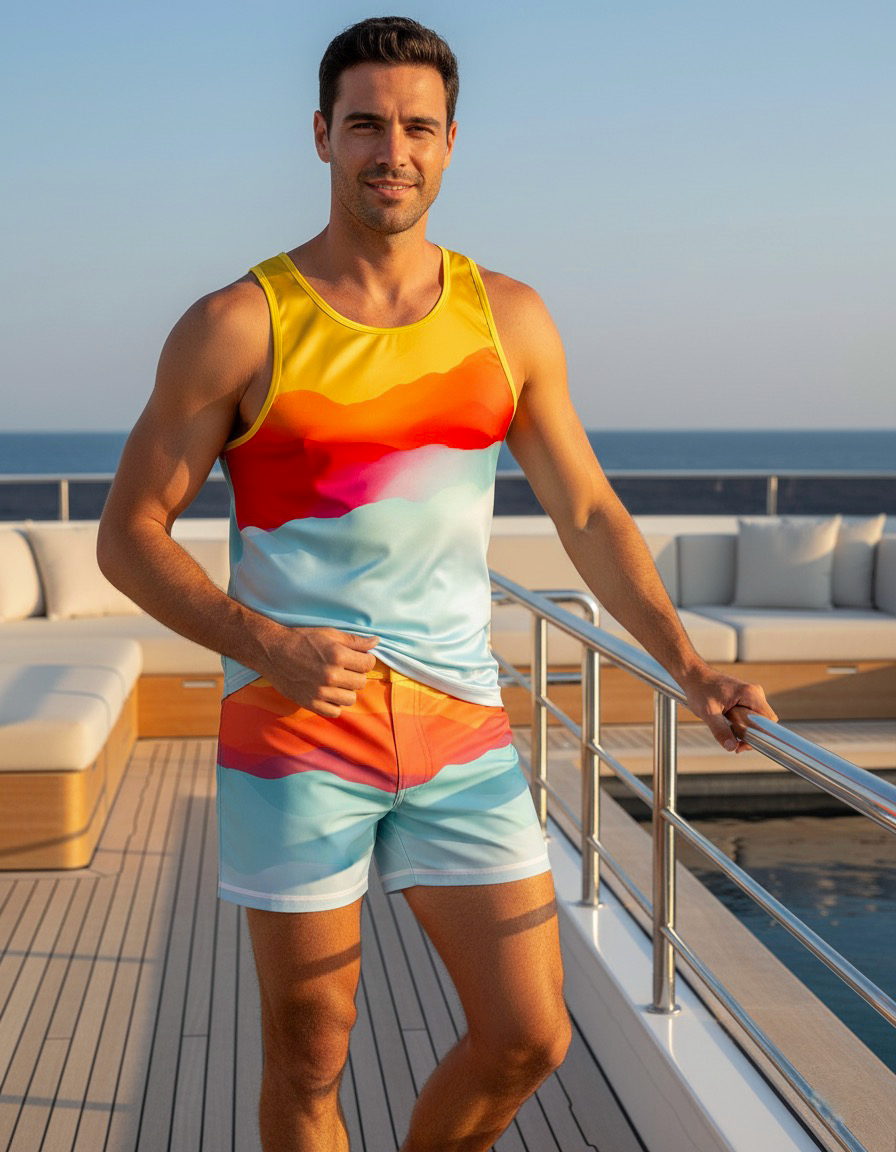 SUNSET IN COSTA BRAVA TANK TOP - KBAYO Premium Men's Beachwear